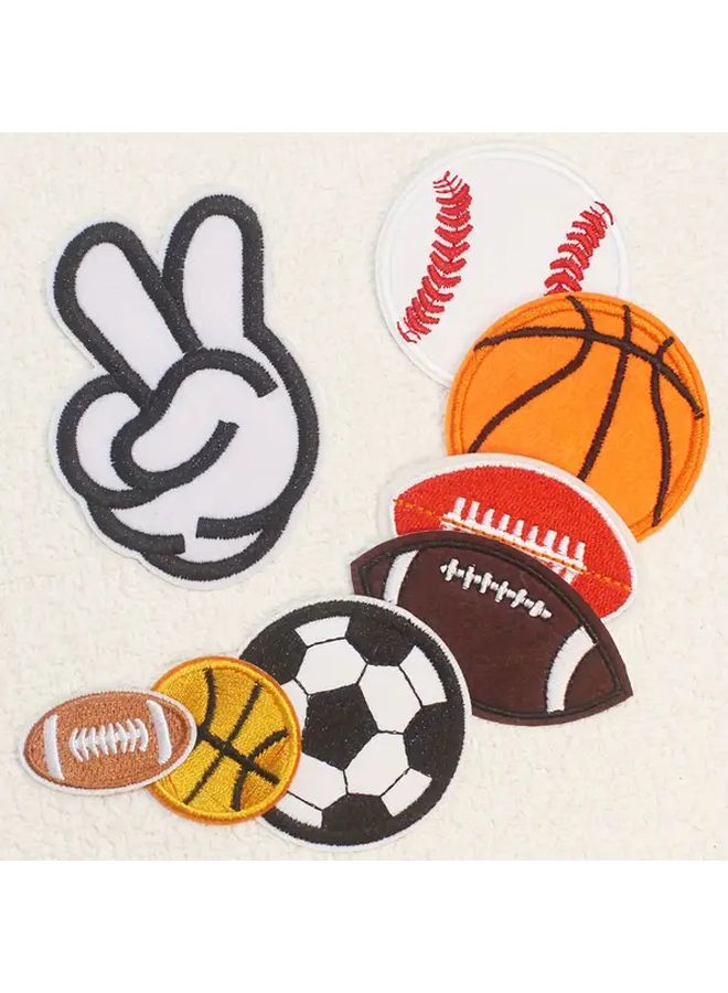 8pcs Sports Theme Iron On Patches For DIY Shoes Hats Bags Football Basketball Rugby Baseball - Image 1